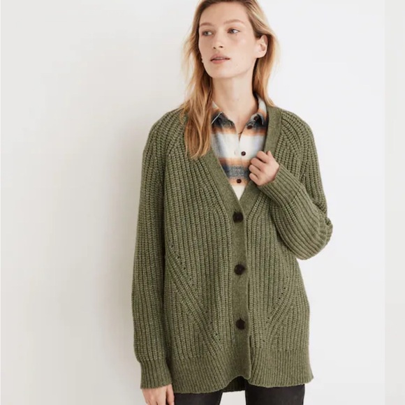 Madewell Sweaters - Madewell | Holmes Ribbed Cardigan Sweater | Oversized small |Emerald green